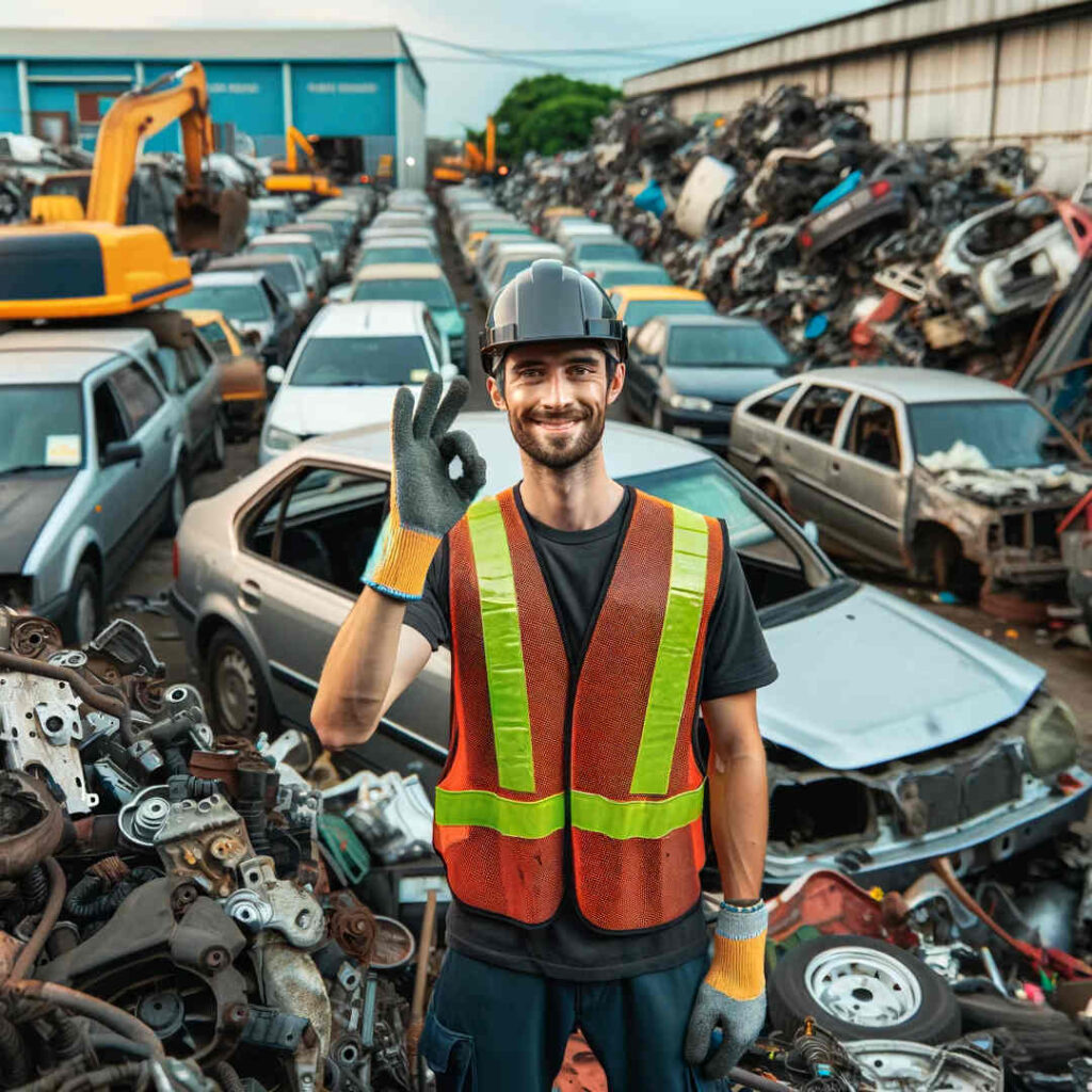 trabajador de yonke SEÑALA ok 